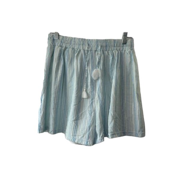 BCBGeneration Blue & White Striped High-Waisted Tassel Shorts Sz Medium NEW - Picture 3 of 7